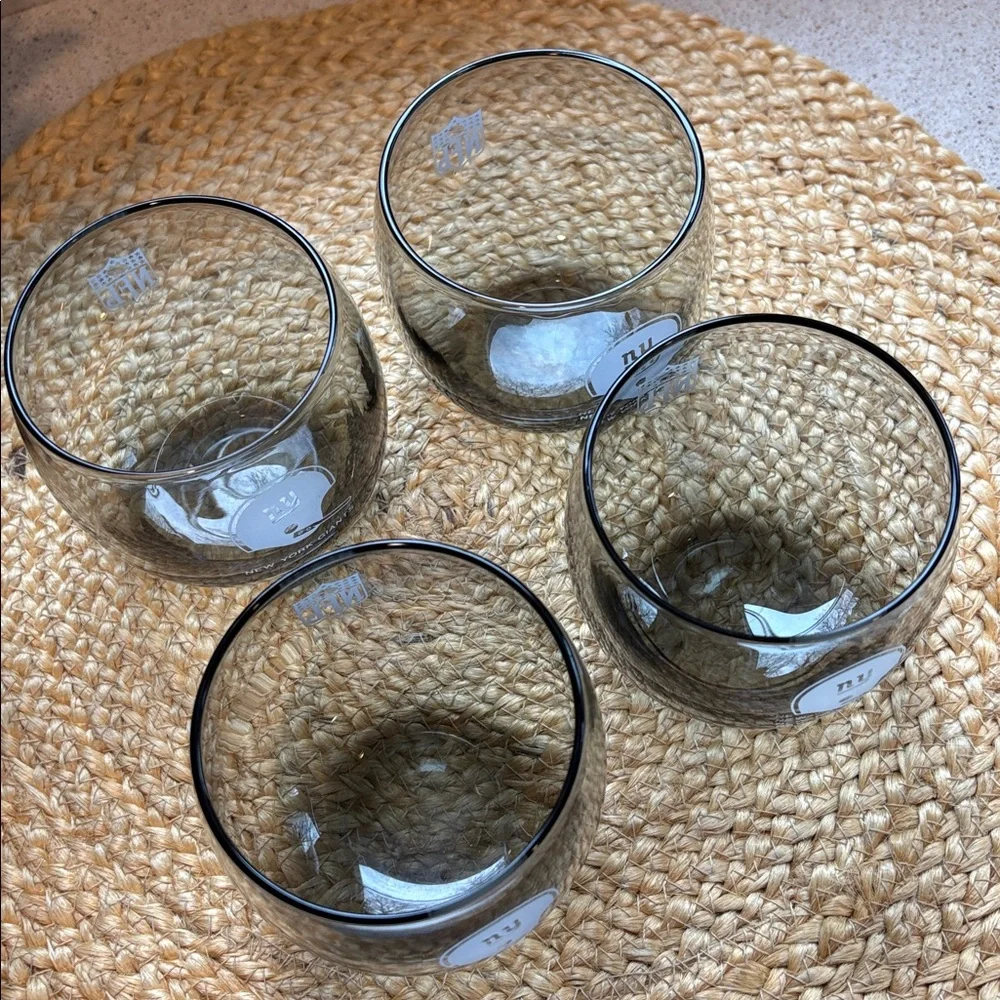 (4) Vintage Smokey NY Giants NFL Lowball Cocktail Glasses
